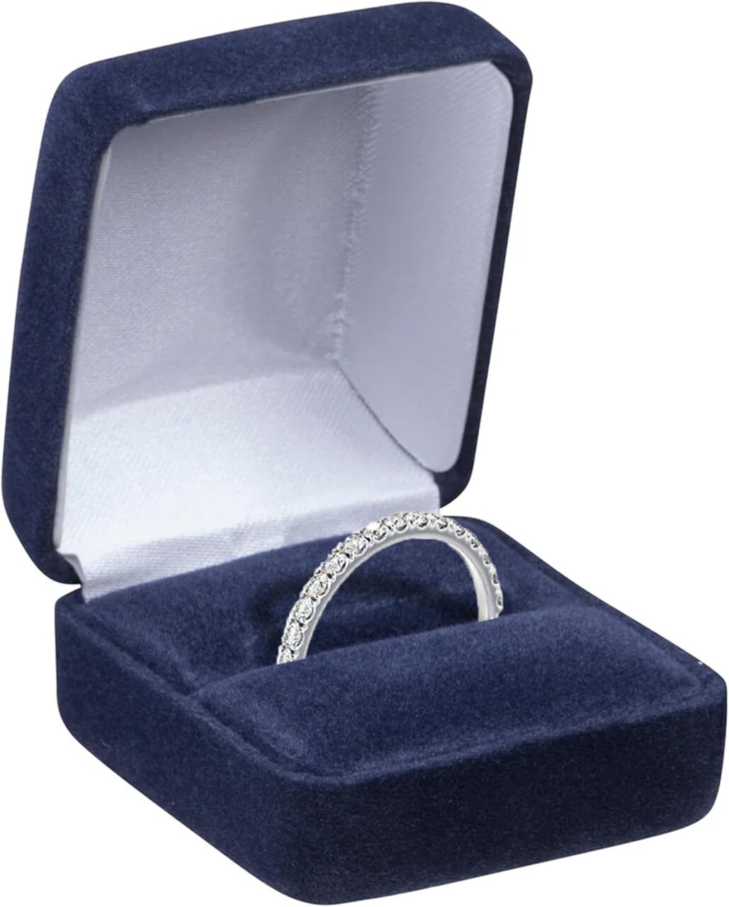 Luxury Rounded-Top Velvet Ring Box - Ring Gift Box for Engagement, Proposal, Wedding Day - Elegant Velour Jewelry Storage Box for Men & Women - Small Ring Case with Satin Inner Top